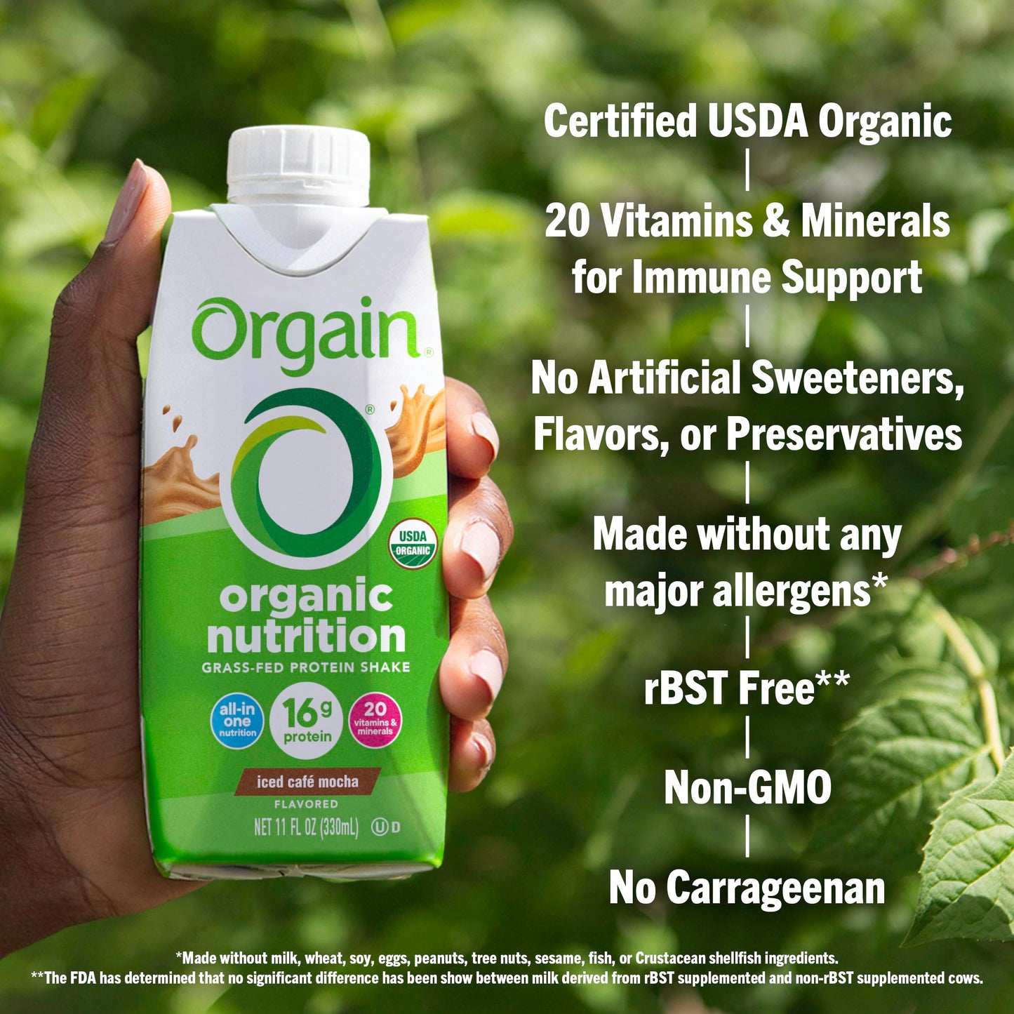 Orgain Organic Nutritional Protein Shake - 16g Grass Fed Whey Protein, 20 Vitamins & Minerals, 11 Fl Oz (Pack of 12), Iced Café Mocha