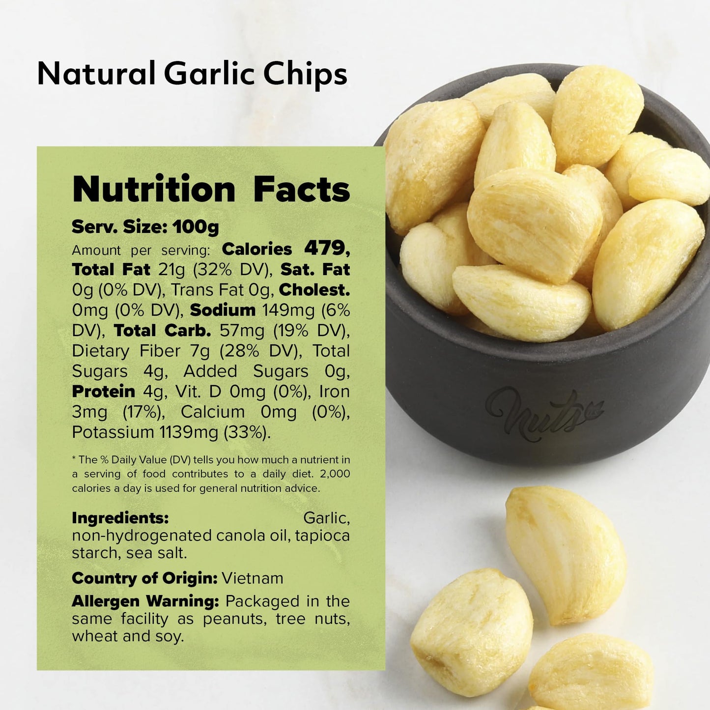 Garlic Chips, Sea-Salted, No Color Added, No Sugar Added, Natural, Delicious And Healthy, Bulk Chips!!! (Garlic Chips, 3.5 Lbs)