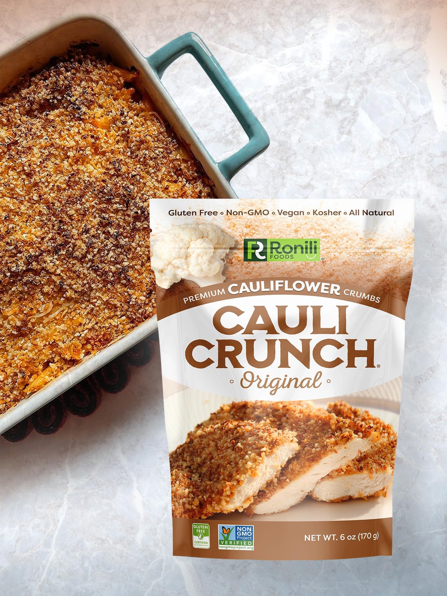 Cauli Crunch | Original Gluten Free Cauliflower Bread Crumbs - Bread-Free Breadcrumbs, Certified Gluten Free + NON-GMO, Vegan, K
