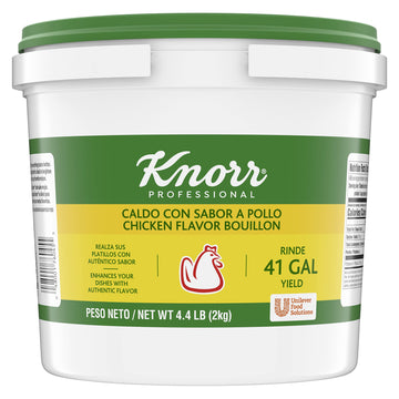Knorr Professional Caldo De Pollo, Chicken Bouillon With Chicken Flavor Granulated Base, Bouillon As A Base, Marinade, Flavor Enhancer, Shelf Stable Convenience, 0G Trans Fat, 4.4 Lbs, Pack Of 4