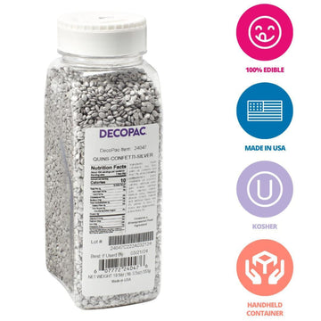 Decopac Confetti Silver Quins Sprinkles, 1.21 Lb