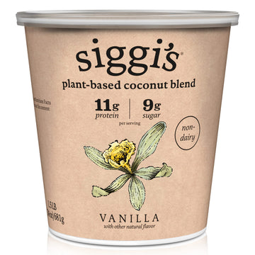 siggis Plant-Based Coconut Blend, Vanilla - Dairy Free Snack, More Protein Than Sugar, Blue, 24 Oz