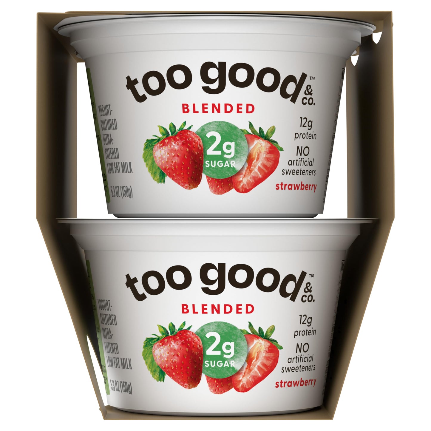 Too Good & Co. Strawberry Flavored Greek Yogurt Cultured Product, 5.3 OZ Cups