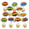 Superhero Boom Cupcake Toppers 48 Pack Happy Birthday Cake Decor For Kids Hero Theme Birthday Party Supplies Celebrating Party E