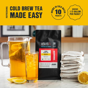Tiesta Tea - Lemon Black Cold Brew | Loose Leaf | Lemon Citrus Black Tea | Premium High Caffeinated Blend | Cold Brew Packets | Makes 64 Oz Of Pitcher Per Bag (Pack Of 10)