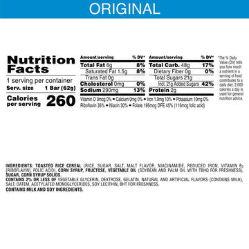 Kelloggs Rice Krispies Treats, Crispy Marshmallow Squares, Original, Bulk Size, 72 Count (Pack of 6, 26.4 oz Trays)