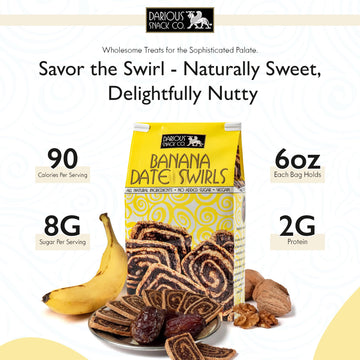 Darious Date Cookie VEGAN PALEO Banana Date Swirls, All Natural Ingredients, 6 oz Bag