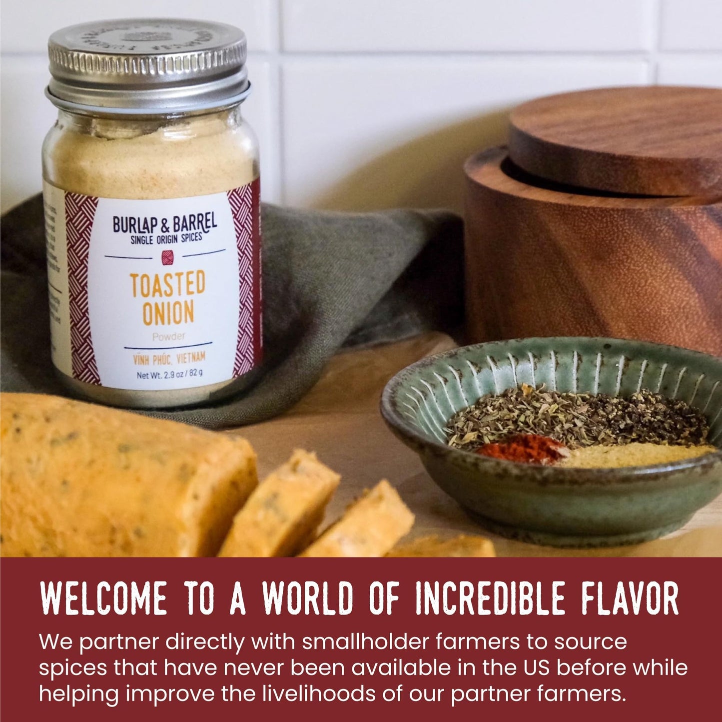 Burlap & Barrel Toasted Onion Powder – Savory Sweet Flavor – 2.9oz Glass Jar