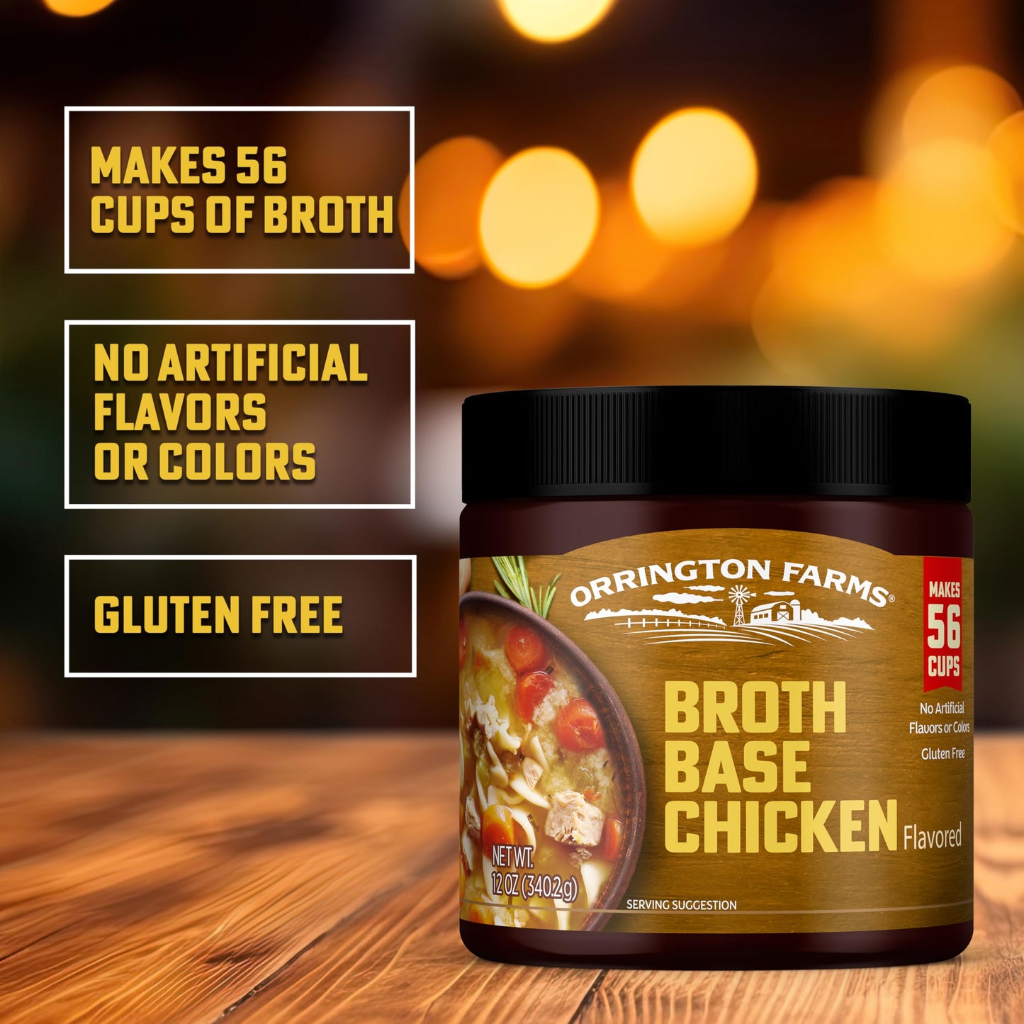 Orrington Farms Chicken Flavored Broth Base, Granulated Chicken Flavored Bouillon, Versatile Usage, Season-To-Taste, Easy-To-Sto