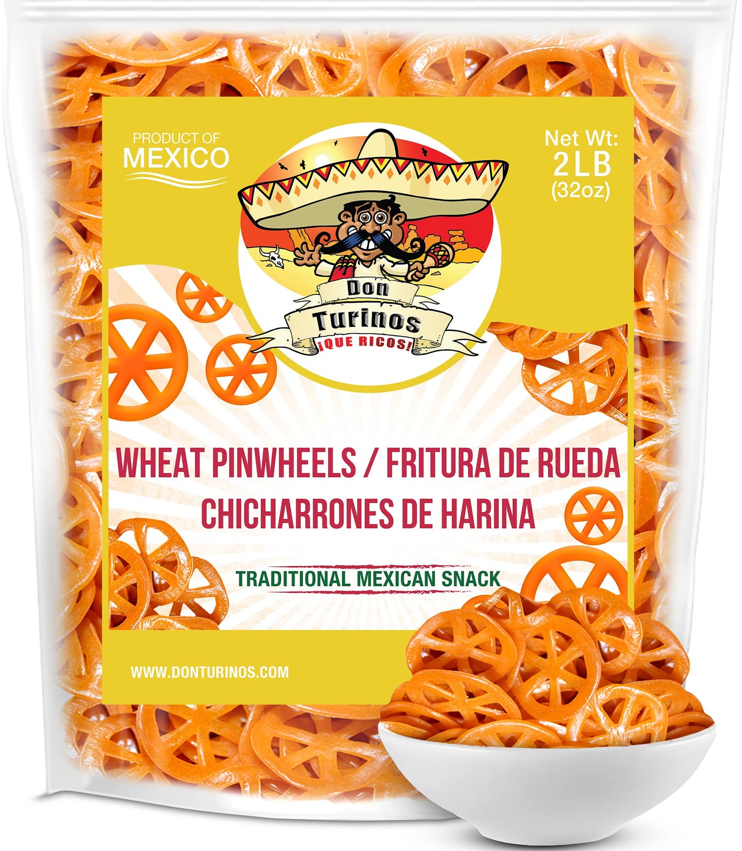 Duritos Wheels Snacks, 2 Lb Bag, Natural Crunchy And Puffy Wheat Pasta Pinwheels, Mexican Chicharrons De Harina. By Don Turinos