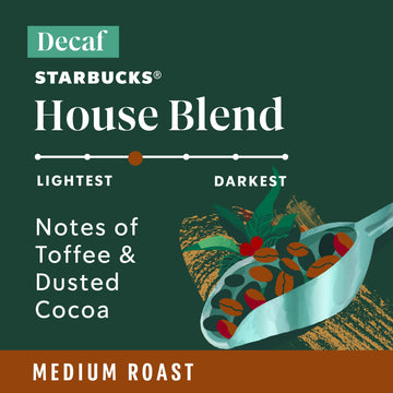 Starbucks Ground Coffee, Medium Roast Coffee, Decaf House Blend, 100% Arabica, 1 Bag (12 Oz)