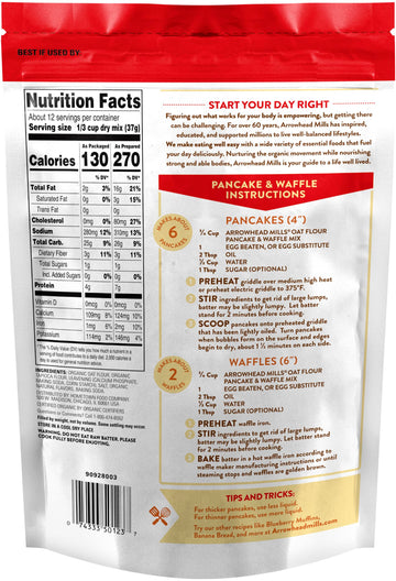 Arrowhead Mills Oat Flour Pancake & Waffle Mix, 16 Ounce Bag (Pack Of 6)