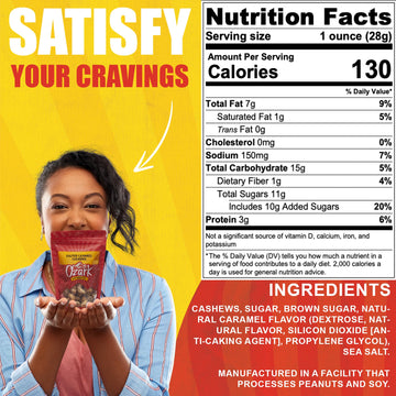Ozark Nut Roasters: Salted Caramel Cashews, Flavored Snack Nuts & Gourmet Candied Cashews, Blend Of Sugar, Sea Salt & Caramel, Pack Of 1 (7.0 Oz)