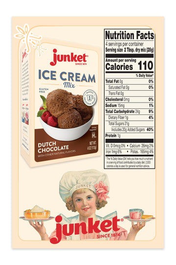 Junket Chocolate Ice Cream Mix: Makes 12 Quarts Old Fashioned Homemade Maker Or Hand Stir - Just Add Milk And Cream, Chill, And