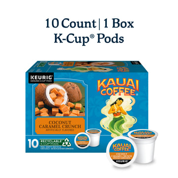Kauai Coffee Keurig K-Cup Pods - Coconut Caramel Crunch Flavor - Premium Arabica (1 Pack Of 10 Single-Serve Cups)