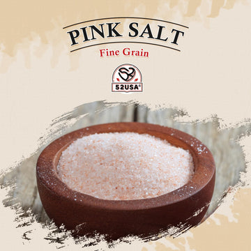 52USA Himalayan Pink Salt Fine, Non-GMO Fine Ground Table and Cooking Salt, 16oz (1 Pound), 100% Real, Pure, Unrefined Himalayan