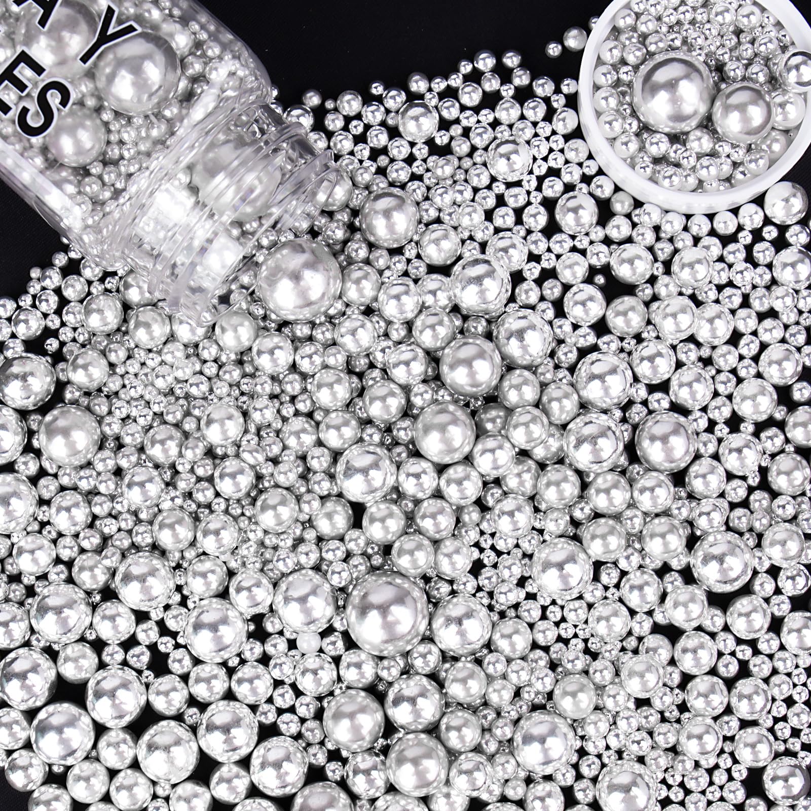 Sprinkles for Cake Decorating, Silver Pearl Cake Sprinkles for Ice Cream, Cupcake, Baking, Cookies Toppings