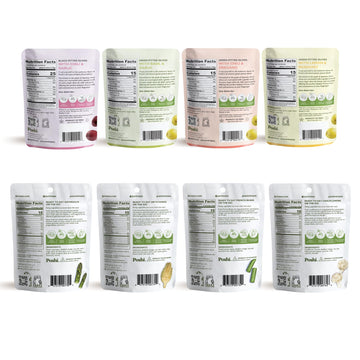 OLOVES + POSHI Combo Pack | Natural Whole Pitted Olives 4 Flavor Variety | Poshi 4 Flavor Variety | Vegan, Kosher, Gluten Free +