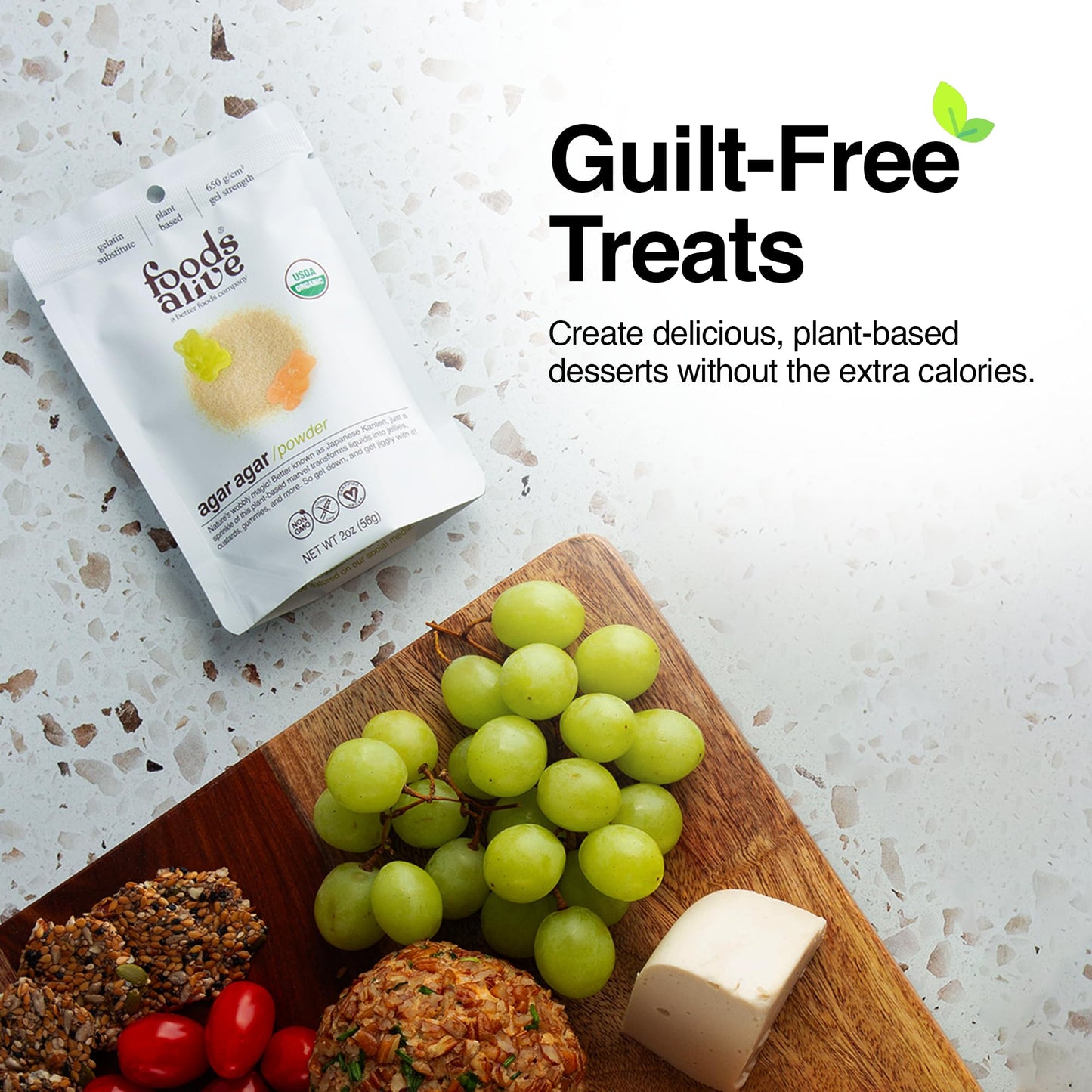 Foods Alive Organic Agar Agar Powder | 2 oz | Plant Based Gelatin | Kosher Gelatin | Vegan | Gluten Free