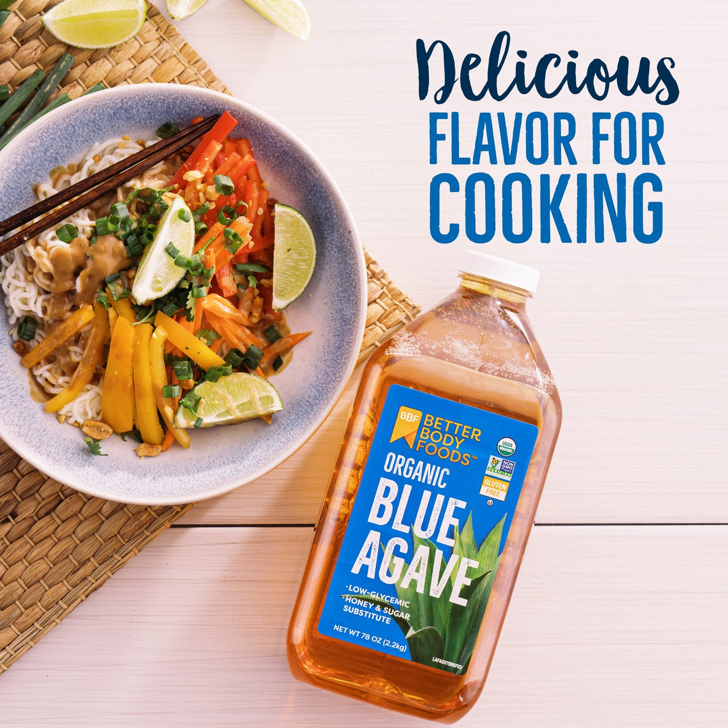 BetterBody Foods Organic Blue Agave Sweetener, Low Glycemic, 78 Fl Oz