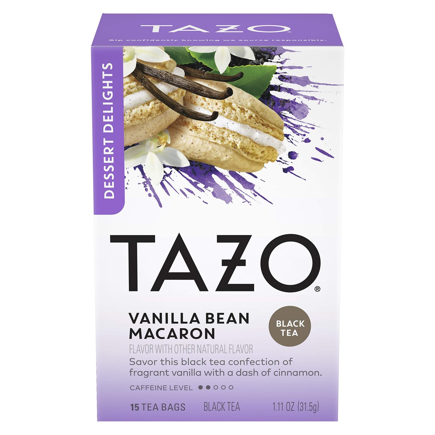 Tazo Dessert Delights Tea Vanilla Bean Macaron Sugar And Calorie Free 15 Count, Pack Of 6