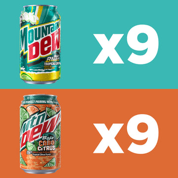 Mountain Dew Baja Variety Pack - 18 Cans (12 Fl Oz) - Includes Baja Cabo Citrus & Baja Blast - Refreshing Citrus Soft Drink