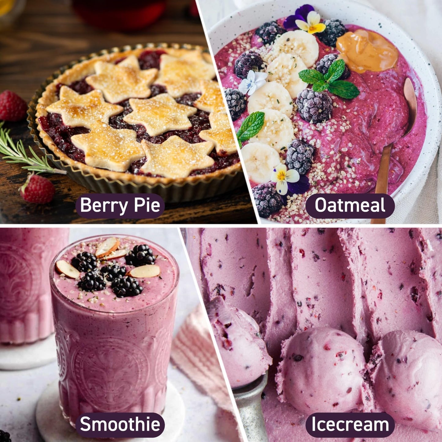 SIHASO Organic Freeze Dried Black Raspberry Powder - 6.35oz Vegan Superfood for Smoothies and Baking