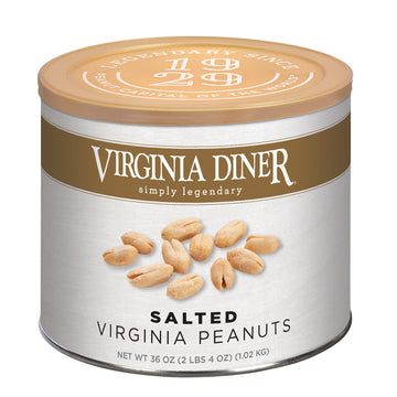 Virginia Diner Gourmet Extra Large Virginia Peanuts Blister Roasted Nuts All Natural Healthy Snack Gift 36Oz (4 Pack) Salted