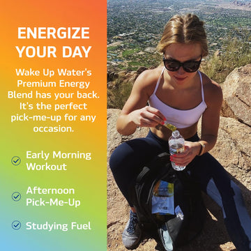 Wake Up Water Energy + Hydration Mix, Lemon, 15 Pack, Natural Caffeine, Electrolytes, No Sugar