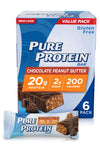 Pure Protein--High Protein Bar Chocolate Peanut Butter--Protein Bars--20 Grams of Protein per Bar--Gluten Free--6-1.76-Ounce Bars
