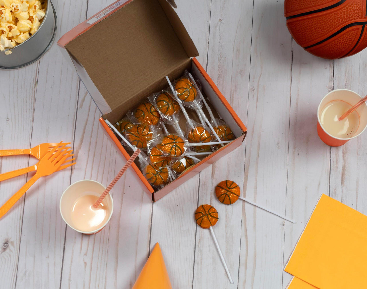 Basketball Candy Lollipops - 18 Count Individually Wrapped Suckers - Great for Basketball Party Favors - Sports Snacks - Basketb