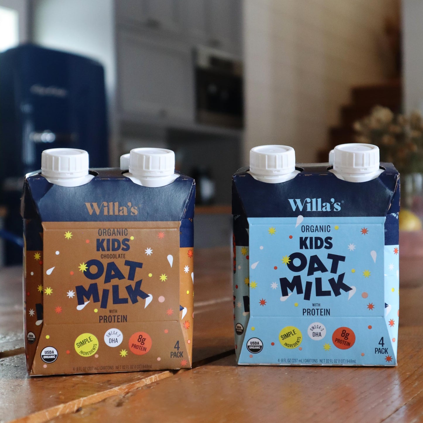 Willa s Organic Kid s Chocolate Oat Milk with 8g Protein & 240g Calcium Plant-Based Milk for Kids Dairy-Free Low Sugar 2g Fiber- 8.25 oz 16 Pack