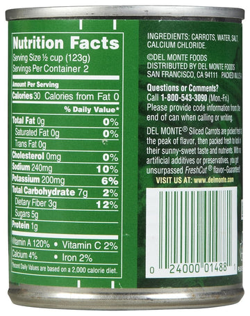 Del Monte Sliced Carrots 8.25 Oz