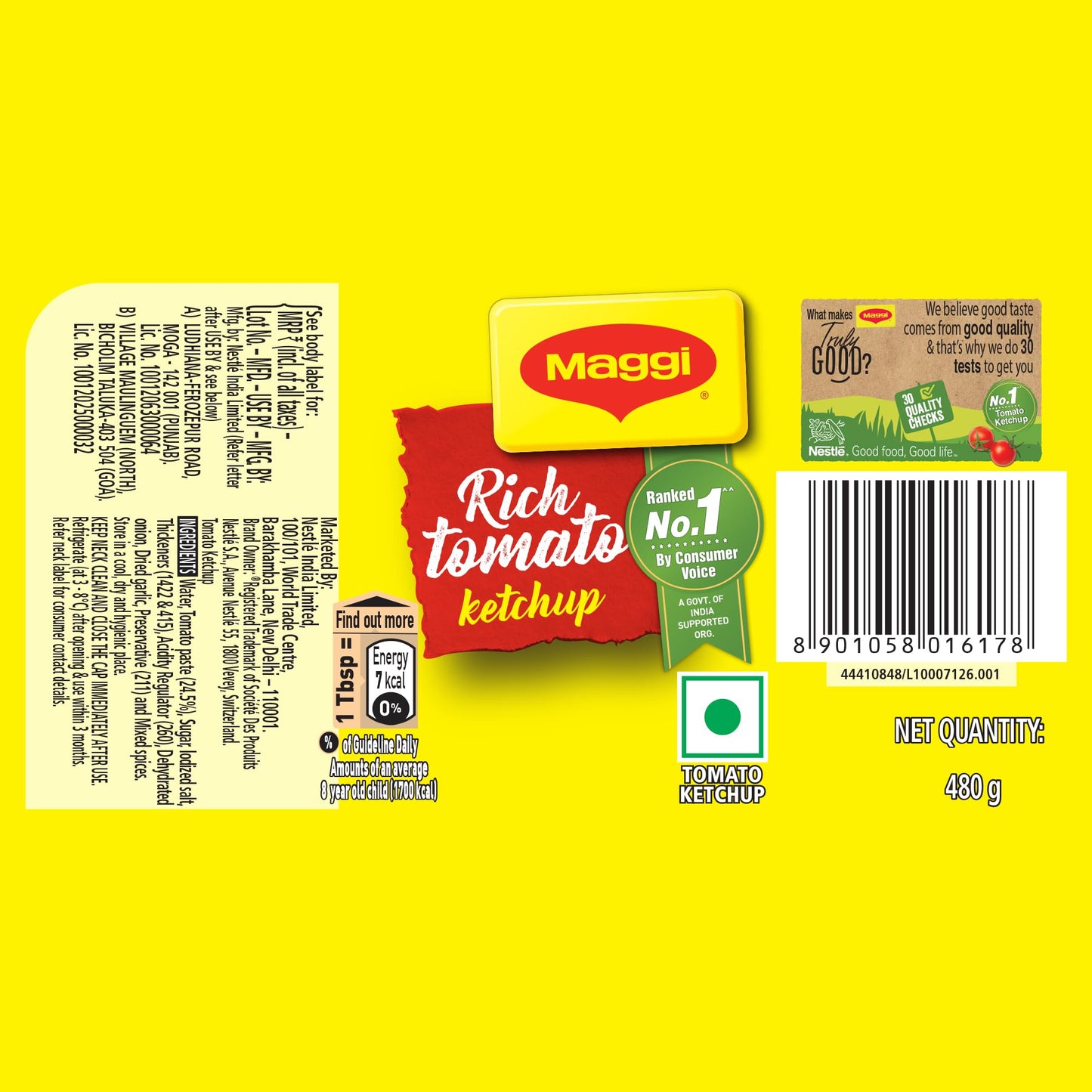 Maggi Rich Tomato Ketchup, 485 Grams(Weight May Vary)