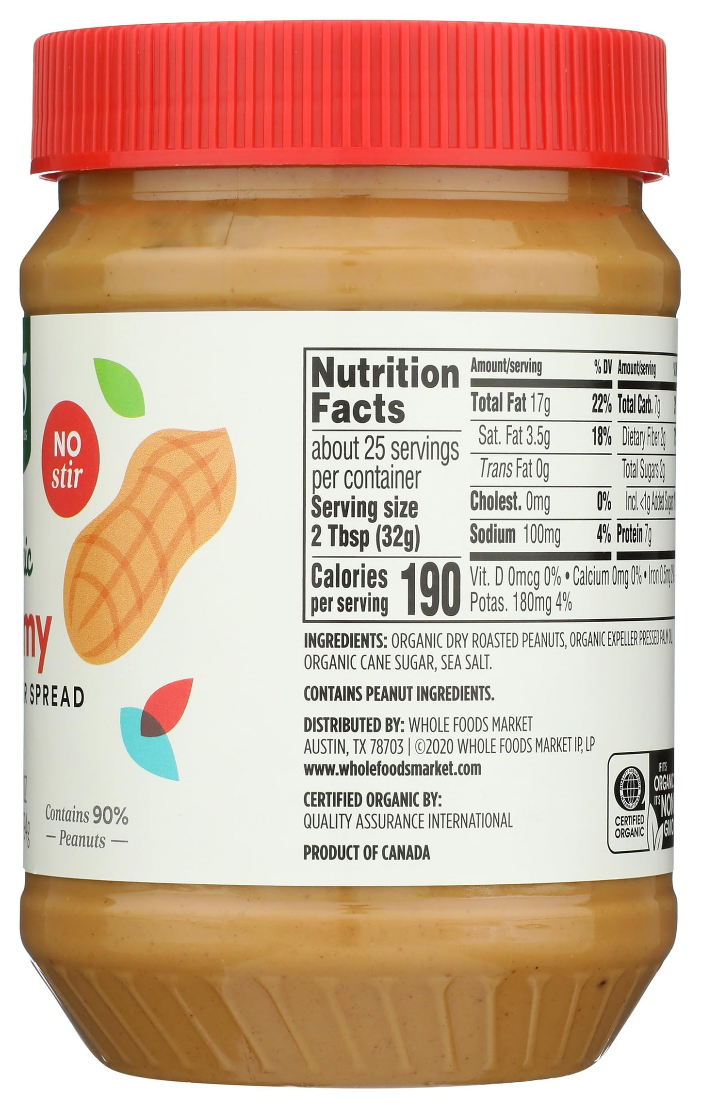 365 by Whole Foods Market Organic Creamy Peanut Butter, 28 Ounce - Smooth, Delicious Spread for Baking and Snacking