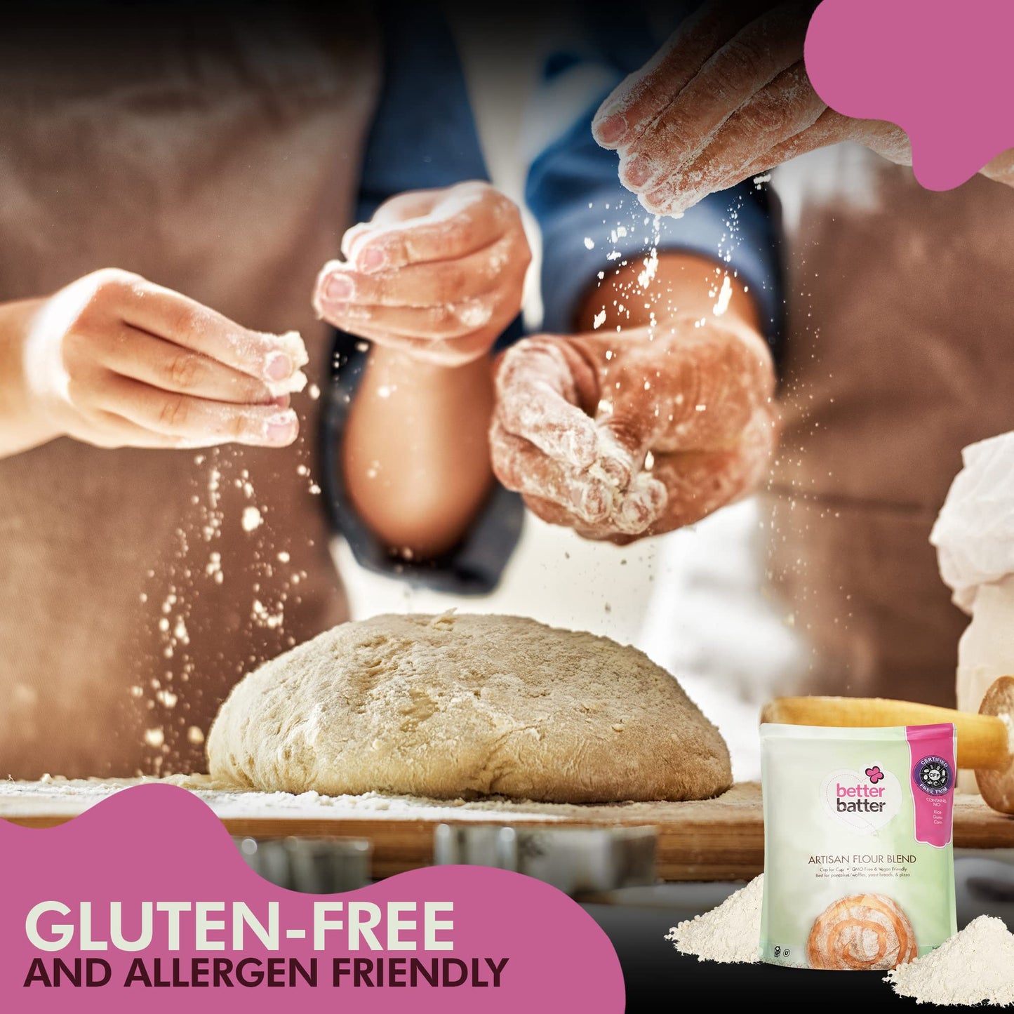 Better Batter Artisan Multipurpose Flour Blend, Certified Gluten-Free, Non-Gmo, Vegan Friendly, Kosher, Top 10 Allergen Free, Cup For Cup Baking Alternative To Regular Flour, Celiac Friendly, 2.5Lb