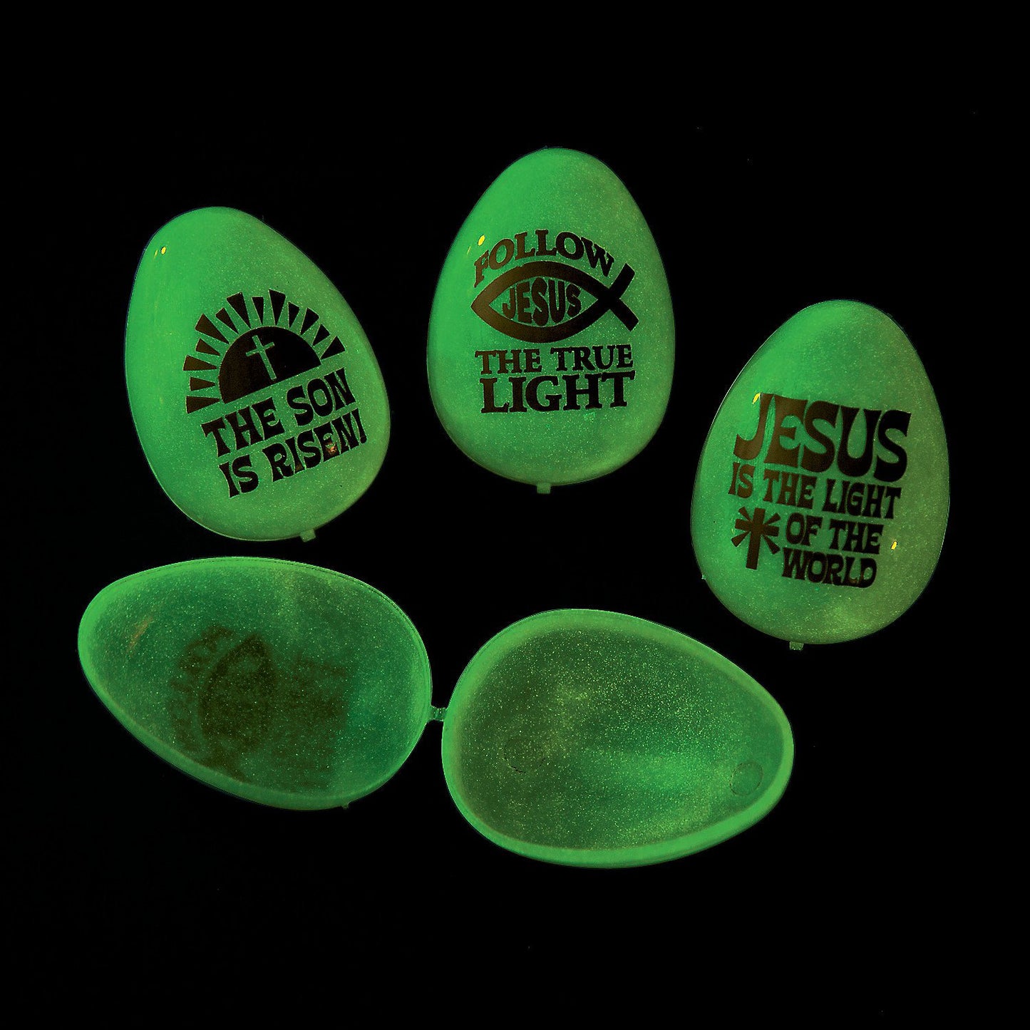 Fun Express Jesus Is The Light Glow in the Dark Easter Eggs - Bulk set of 72 - Party Supplies