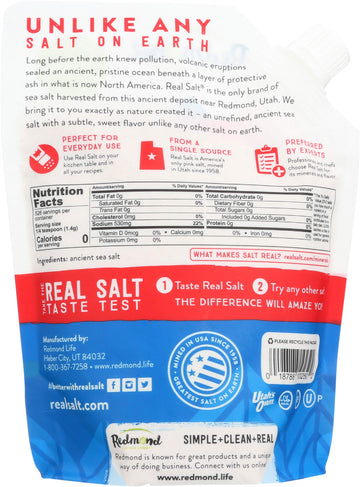 Redmond Real Salt - Ancient Fine Sea Salt, Unrefined Mineral Salt, 26 Ounce Pouch (3 Pack)