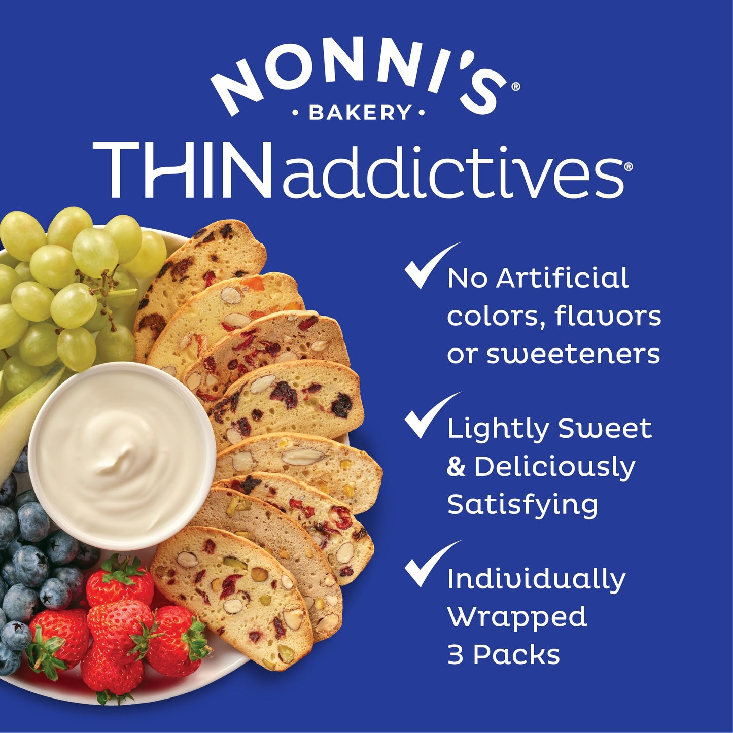 Nonni'S Thinaddictives Almond Thin Cookies - 3 Boxes Cranberry Almond Biscotti Cookie Thins - Sweet Crunchy & Chewy - Kosher Coo