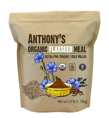 Anthony'S Organic Flaxseed Meal, 2.5 Lb, Gluten Free, Ground Ultra Fine Powder, Cold Milled, Keto Friendly