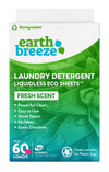 Earth Breeze Laundry Detergent Sheets - Fresh Scent - No Plastic Jug (60 Loads) 30 Sheets, Liquidless Technologya