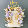 Purple Balls Cake Topper Boho Grass Cake Topper Purple White Gold Pearl Balls Happy Birthday Cake Decorations For Wedding Baby S