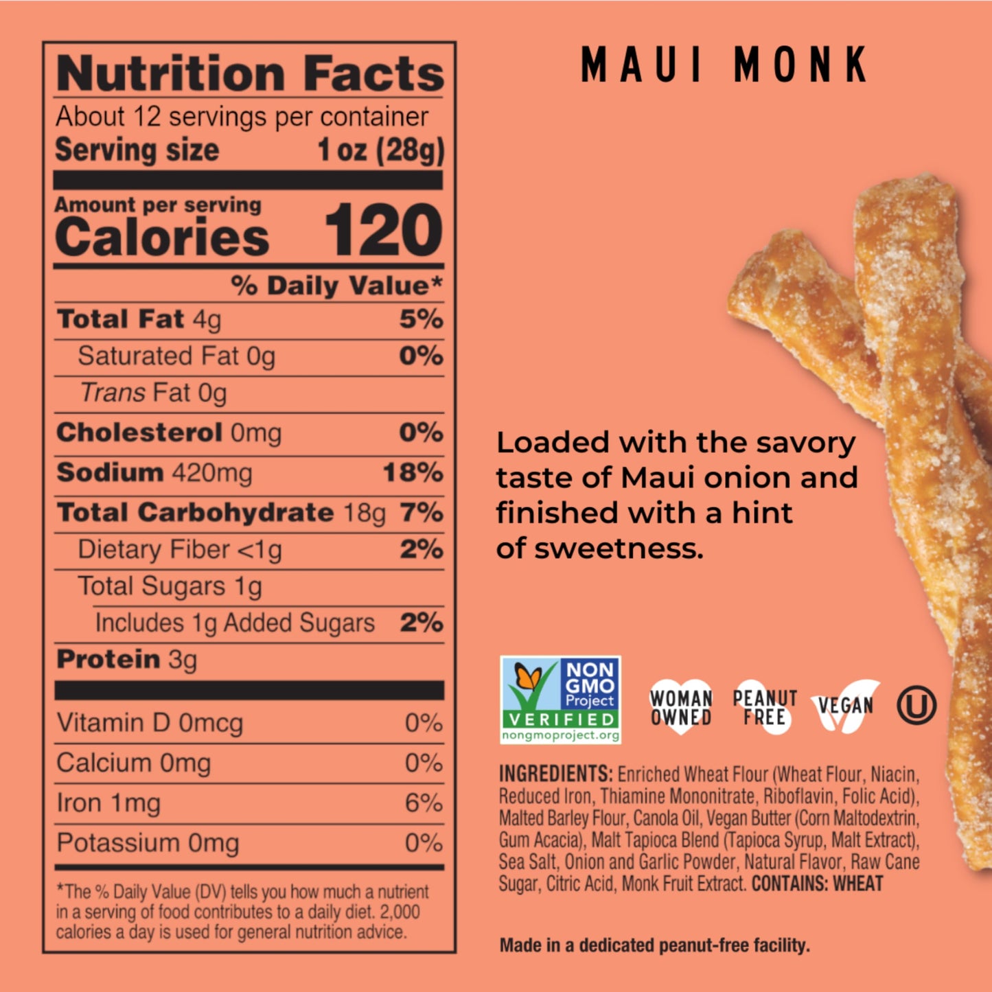 Stellar Snacks Pretzel Braids Maui Monk 12 Oz Large Bags (Pack of 2) - Vegan Kosher Non-GMO Rods Twists Sticks