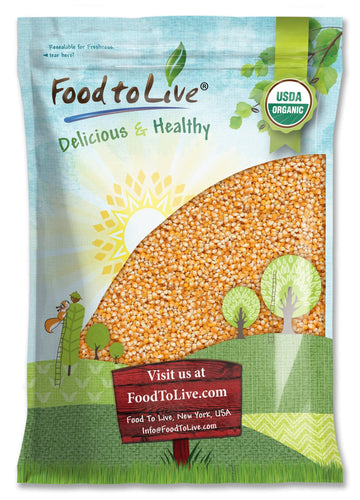 Food to Live Organic Yellow Popcorn - Non-GMO Corn Kernels, 100% Whole Grain, No Additives, No Preservatives, Vegan, Bulk. Theat