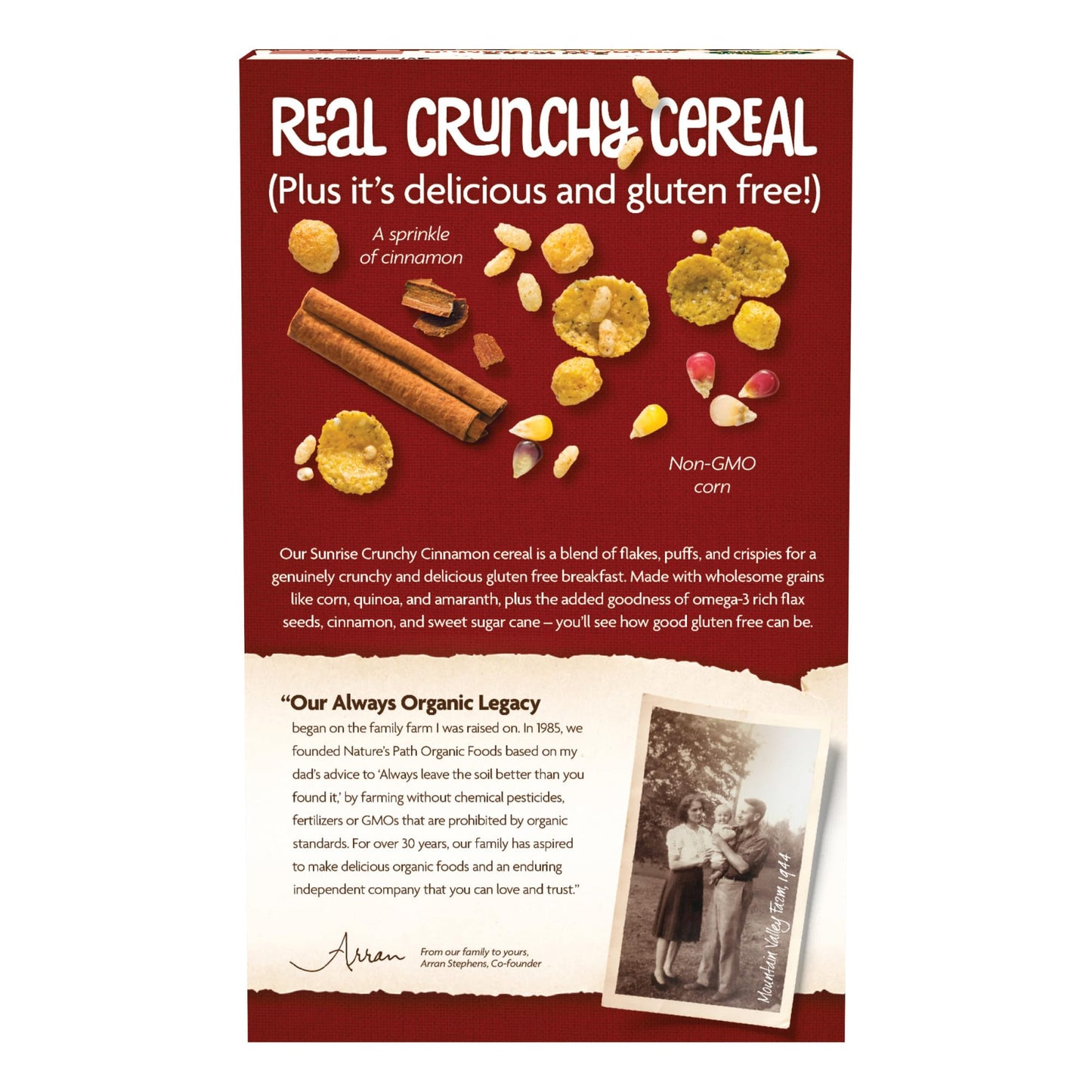 Nature'S Path Organic Sunrise Crunchy Cinnamon Cereal, 10.6 Oz (Pack Of 1), Gluten Free, Non-Gmo