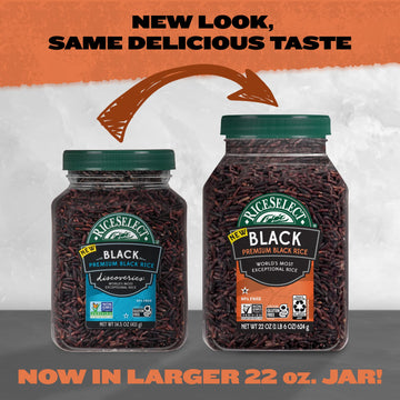 Riceselect Premium Black Rice, Whole-Grain, Gluten-Free, Non-Gmo, And Vegan Rice, Bpa-Free 22-Ounce Jar (Pack Of 1)