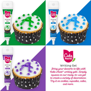 Cake Mate 9-Pack Edible Cake Writing Gels For Cake And Cookie Decorating - Easy Squeeze Gel In Vibrant Colors (0.67 Oz Each) - P