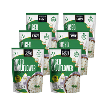 Kitchen & Love Organic Riced Cauliflower 8 oz (6 Pack) | Low Carb, Low Calorie, Healthy Rice Alternative, Vegan, Gluten Free, Re