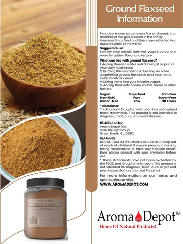 2 Lb Jar Ground Brown Flaxseed Flax Seed Powder Omega-3 Fats | Non Gmo | Gluten-Free | 32 Oz Semillas De Linaza En Polvo