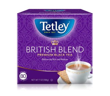 Tetley British Blend Premium Black Teabags, Rainforest Alliance Certified, Regular, 80 Count (Pack Of 12)